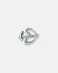 A shiny, silver stud earring from Princess Goes Hollywood features an abstract open heart outline with butterfly backing, set on a light gray background—its modern curves make it the perfect Geschenk mit Herz.