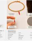 Ein „Princess Goes Hollywood“-Goldkettenarmband mit Chili-Anhänger aus Edelstahl (16 mm) wird am Handgelenk, als Ohrring, neben einer Euro-Münze und in der Hand präsentiert. Abbildungen und Text zeigen Produktdetails auf Deutsch.
