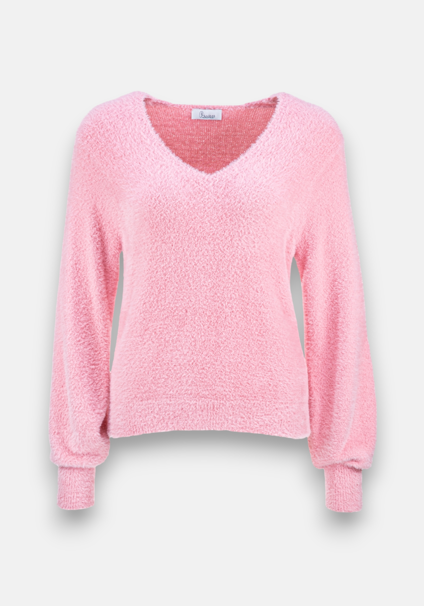 Pink fluffy sweater sale