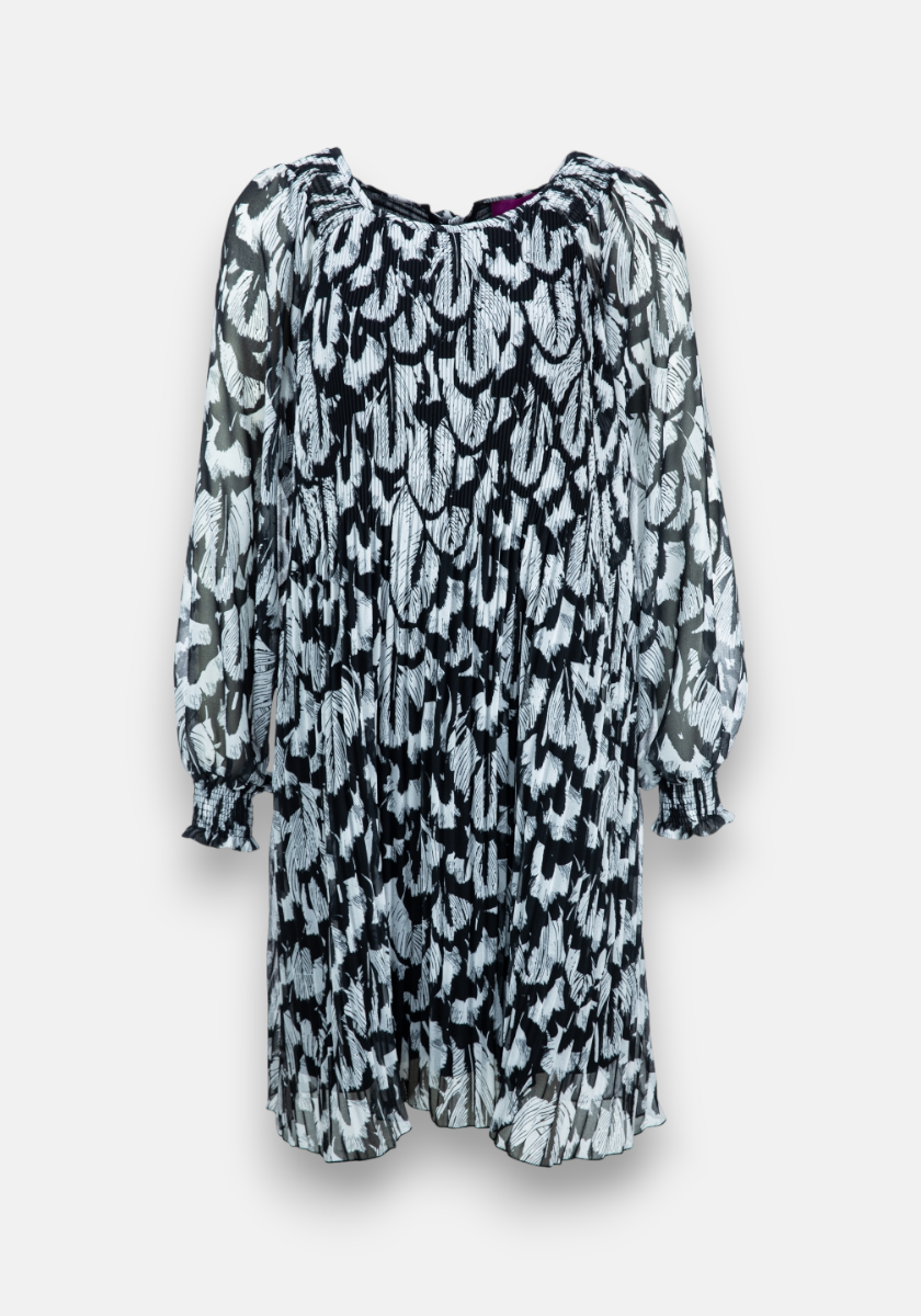 Blue feather print dress clearance