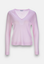 A light pink Princess Goes Hollywood Kaschmir Pullover with long sleeves and a V-neck is shown on a white background. The fitted sweater has ribbed cuffs, hem, and neckline, with a soft, lightweight texture and no visible patterns.