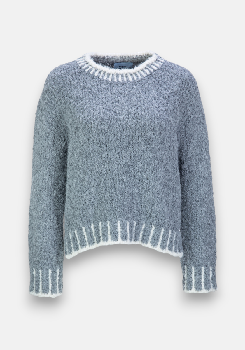Grey chunky knit sweater with contrast stitching Princess Goes