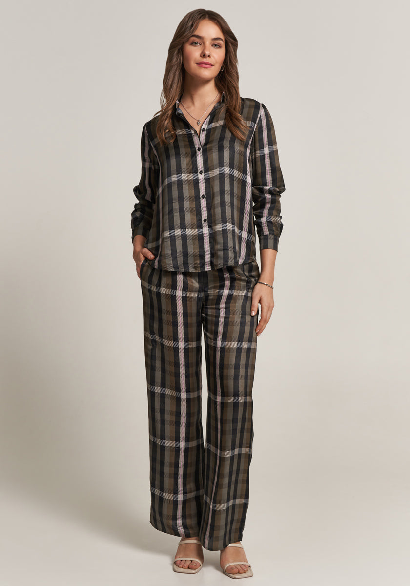 Chemisier chemise à imprimé à carreaux