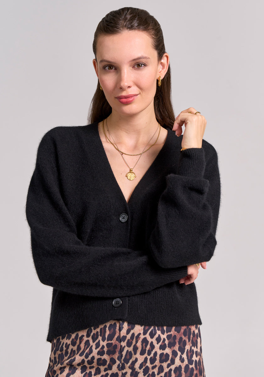 Cardigan noir duveteux