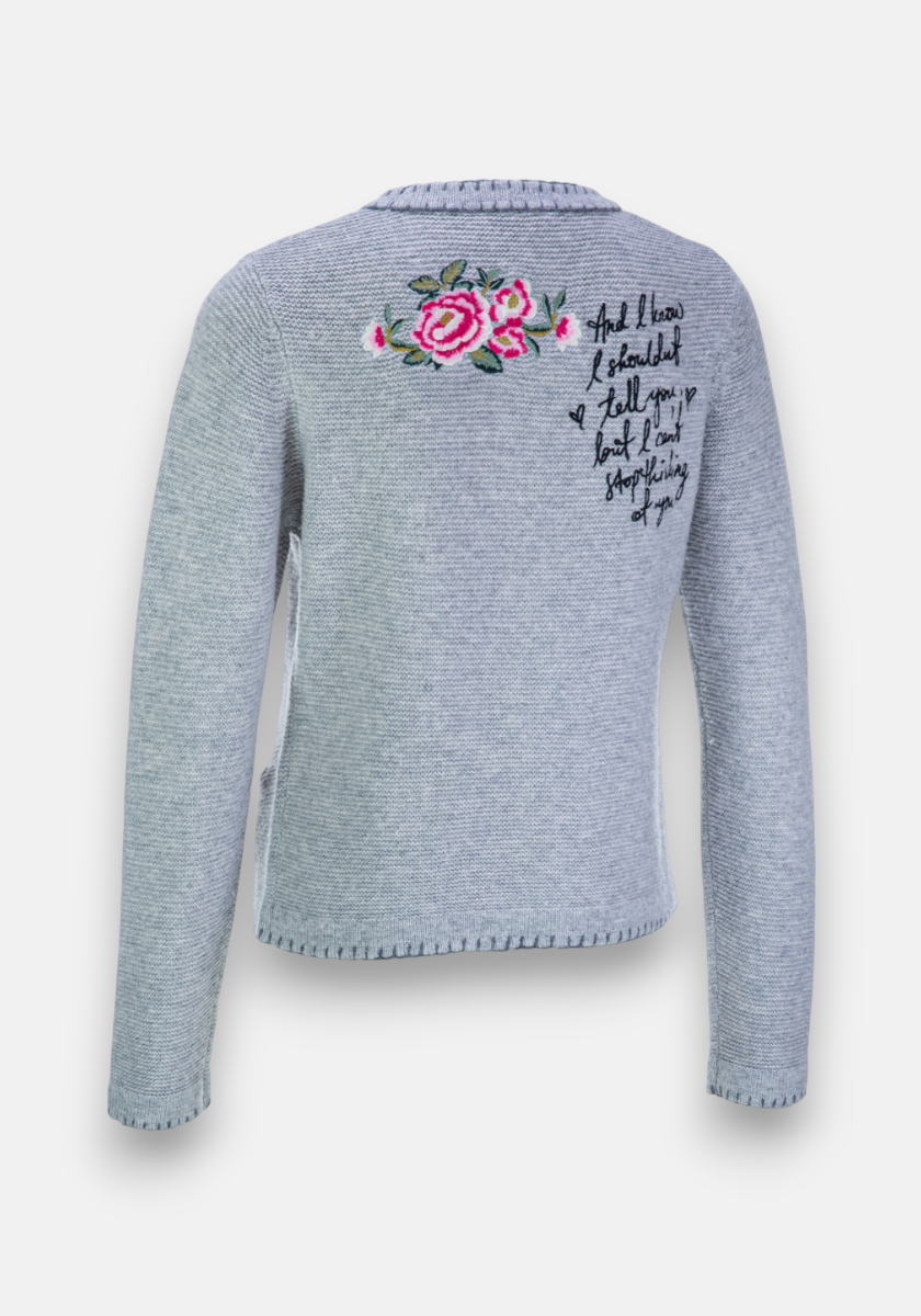 Cardigan with deer motif and hand-stitched details