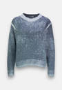 The Princess Goes Hollywood blue-gray Strickpullover features a crew neckline, long sleeves, gradient faded effect, delicate Strassverzierung, and subtle sparkle on soft, textured Merino-Kaschmir-Mix fabric.