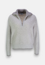 The Princess Goes Hollywood Strickpullover in light gray features a soft wool-cashmere blend, ribbed knit, long sleeves, high collar with half-zip, and a relaxed fit—perfect for effortless style and comfort.