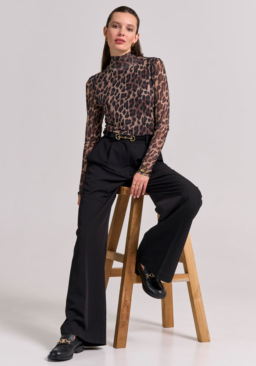 Chemise à manches longues en maille Glam-Leo