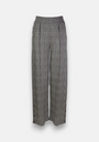 Princess Goes Hollywood presents high-waisted, wide-leg gray plaid trousers featuring a fine check pattern, pleats at the waist, elastic waistband, and dark buttons along the lower side seams for a stylish, tailored touch.