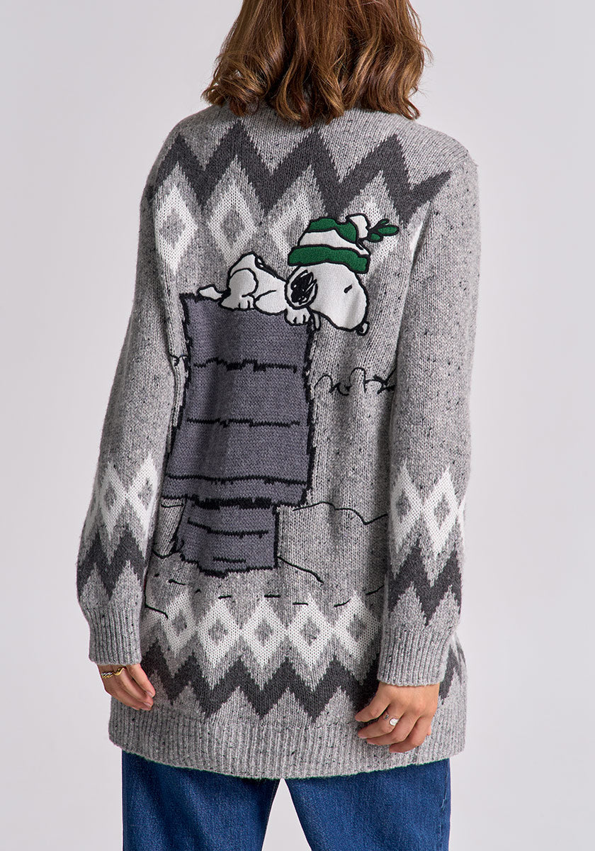 Langer Snoopy Cardigan Winter Jacquard
