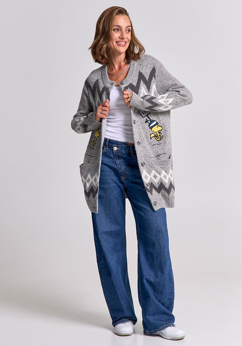 Langer Snoopy Cardigan Winter Jacquard
