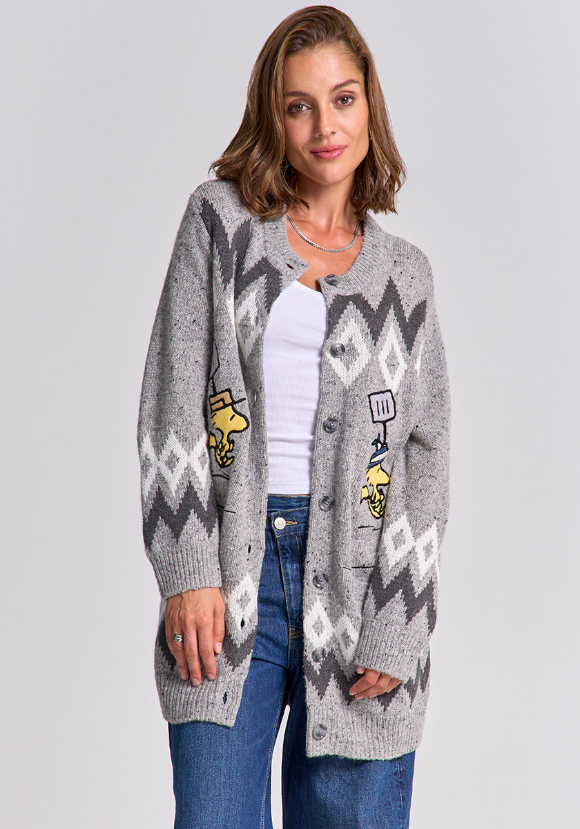 Langer Snoopy Cardigan Winter Jacquard