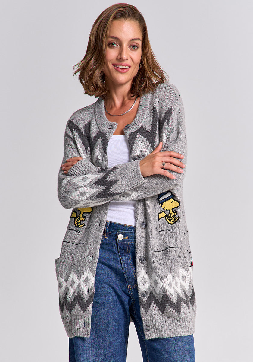 Langer Snoopy Cardigan Winter Jacquard
