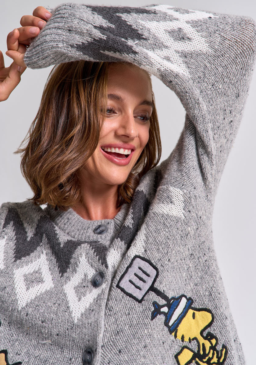 Langer Snoopy Cardigan Winter Jacquard