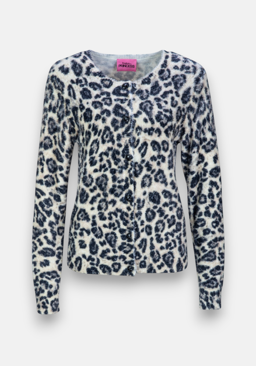 Flauschige Strickjacke Leopard