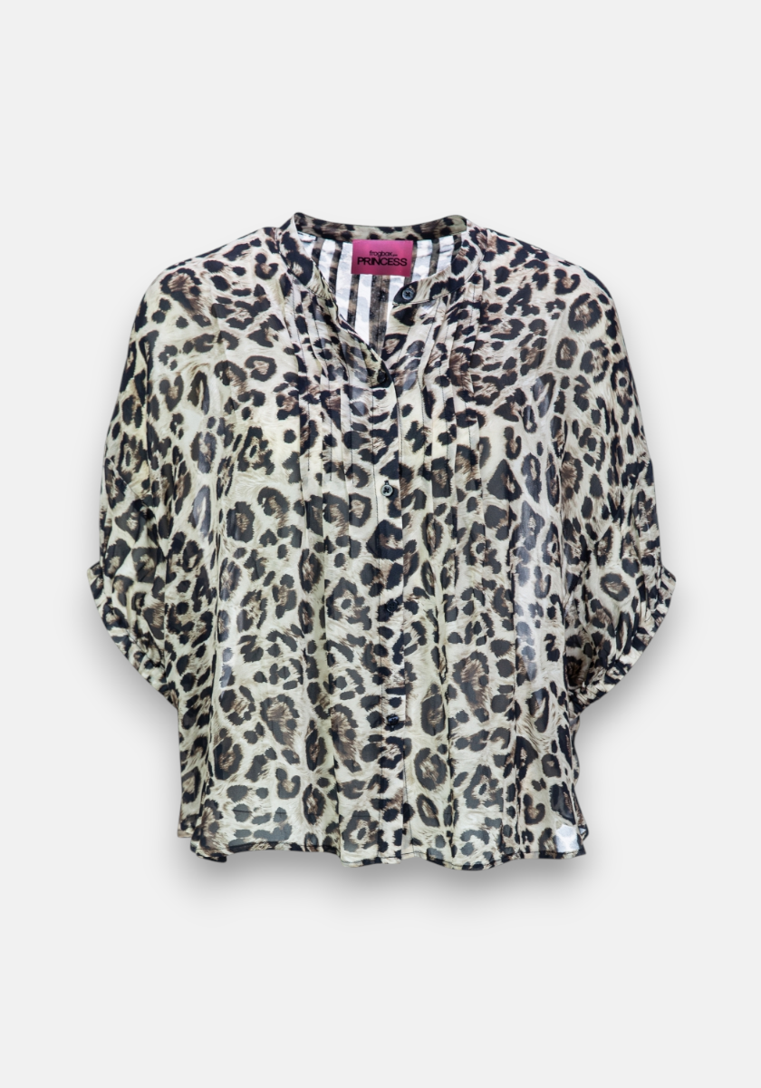 Leopard short-sleeved blouse
