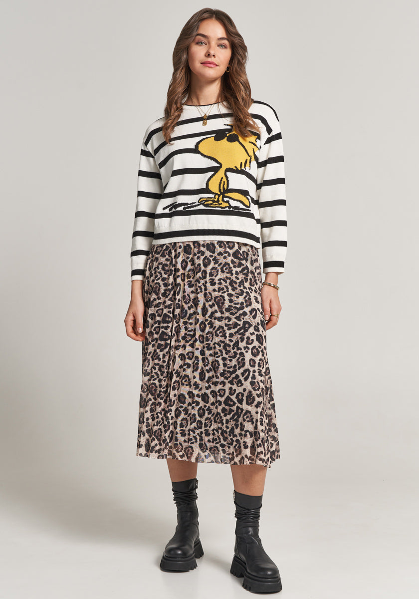 Plissierter Meshrock Leopard
