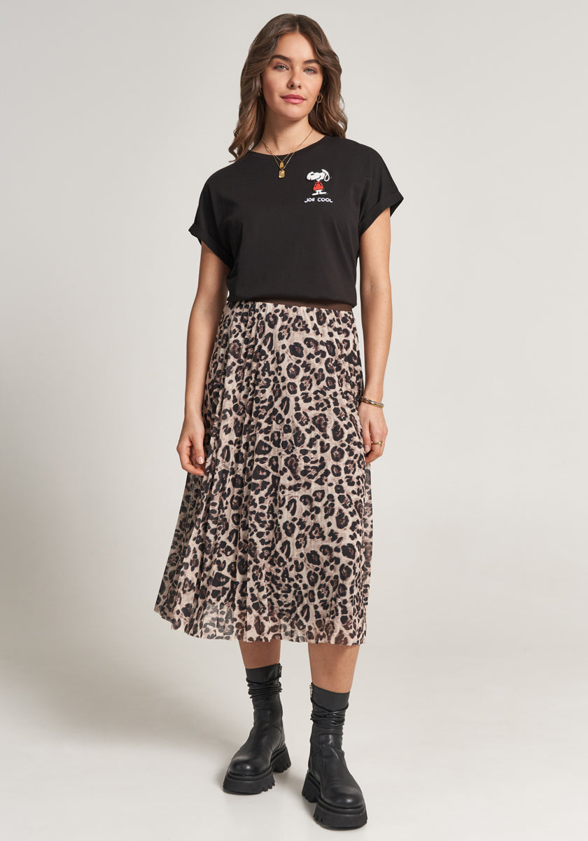 Plissierter Meshrock Leopard