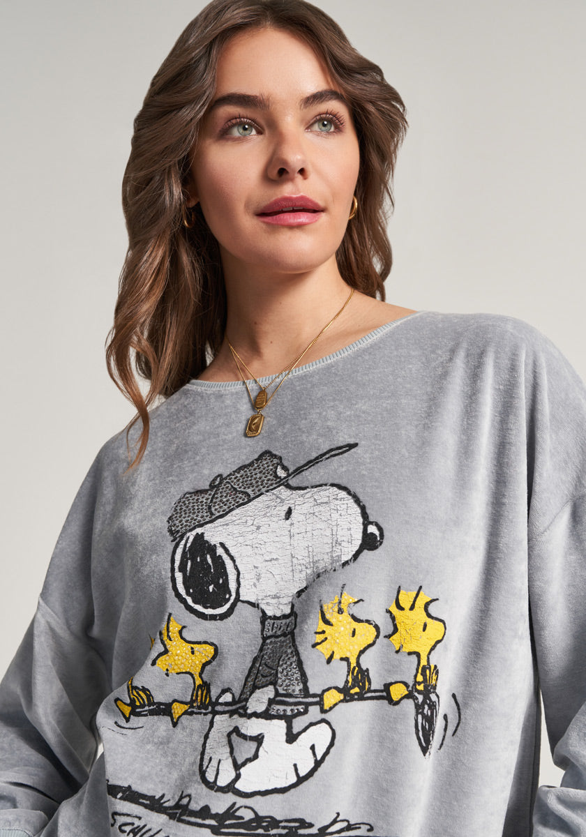 Graues Sweatshirt Snoopy Golf