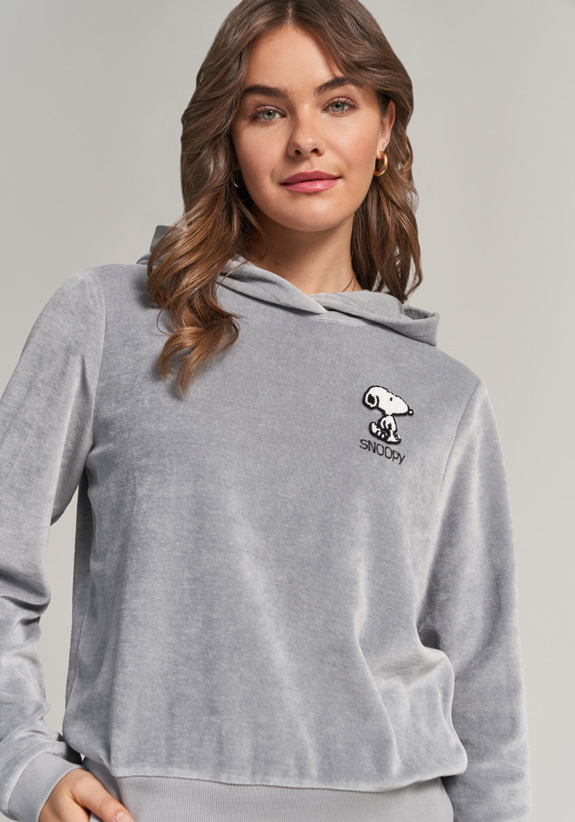 Grauer Hoodie mit Snoopy Patch