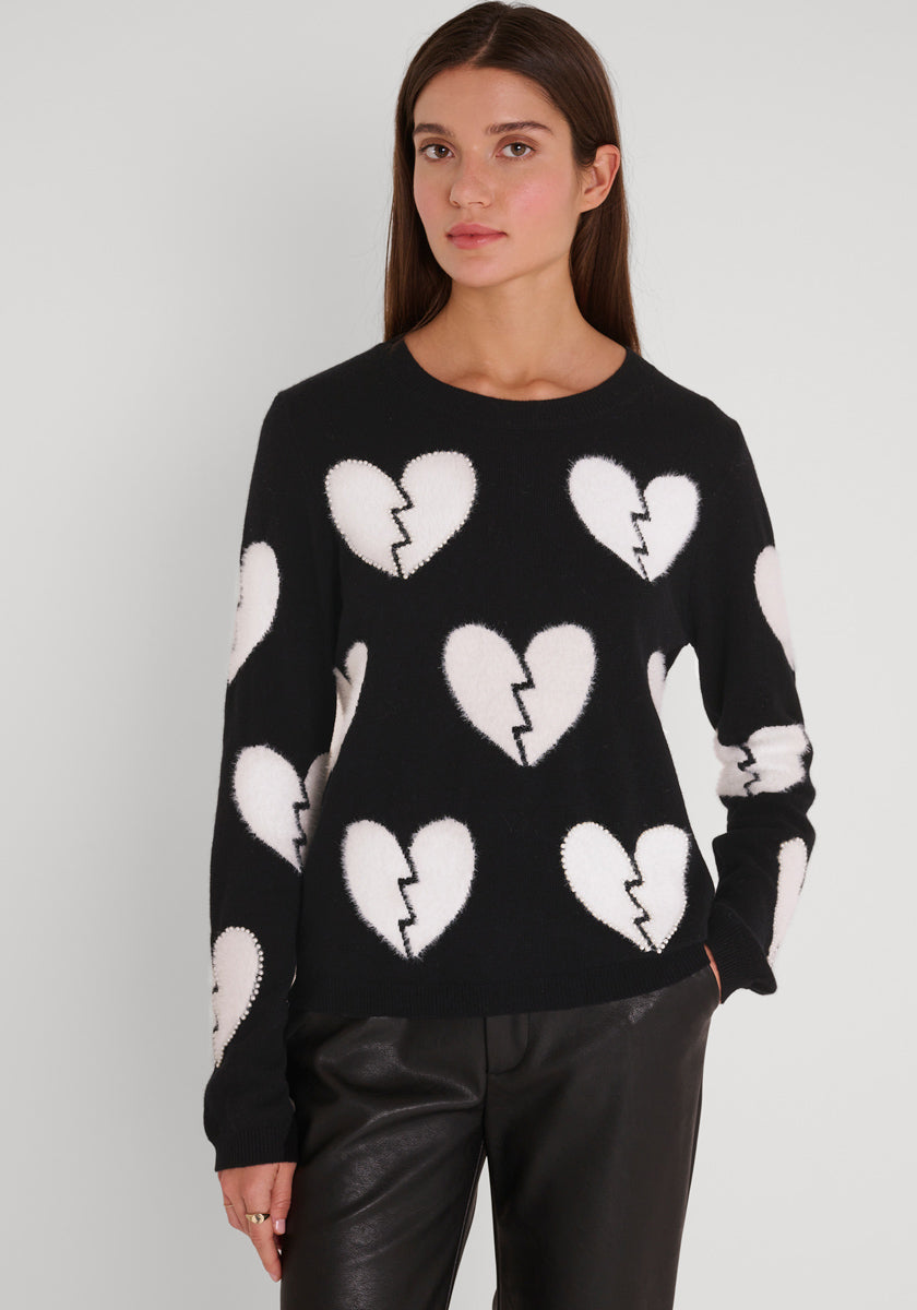Schwarzer Pullover mit gebrochenen Herzen | Princess Goes Hollywood