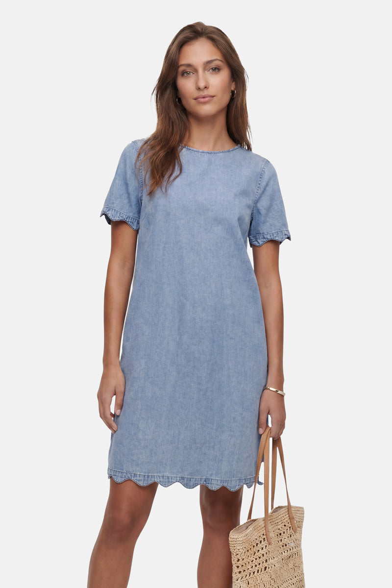 Jeans mini dress with wave details
