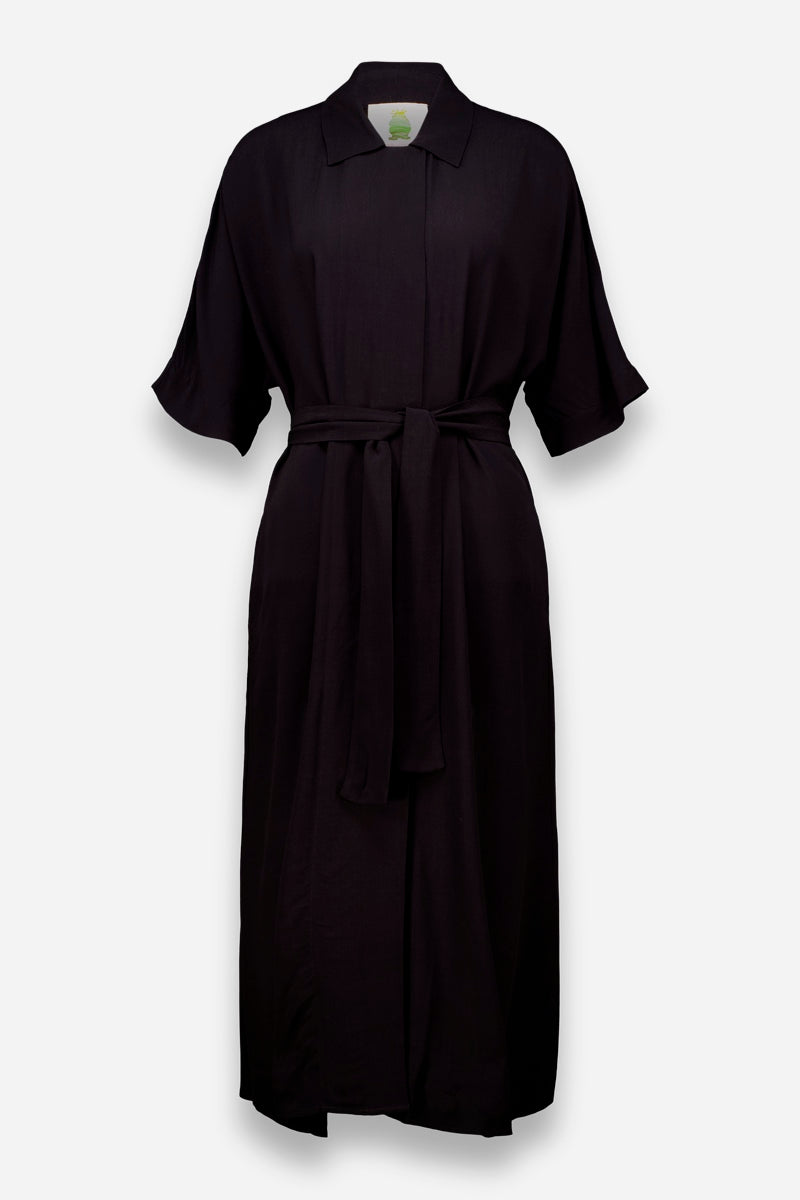 Black Midi Shirt Dress with Belt | Princess Goes Hollywood