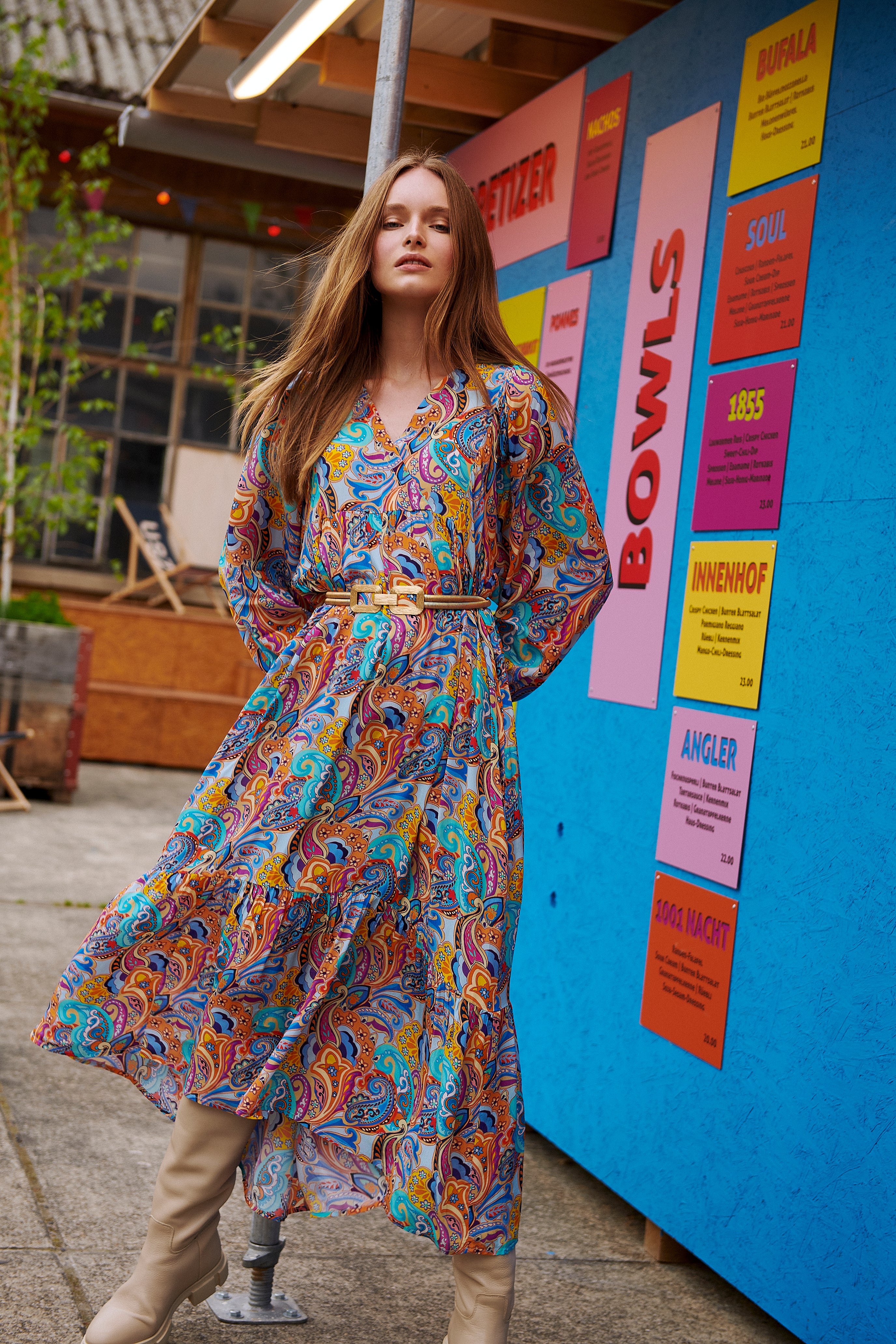 Robe d'automne pour femme avec motif