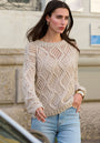 Champagnerfarbener Pullover im Ajourstrick