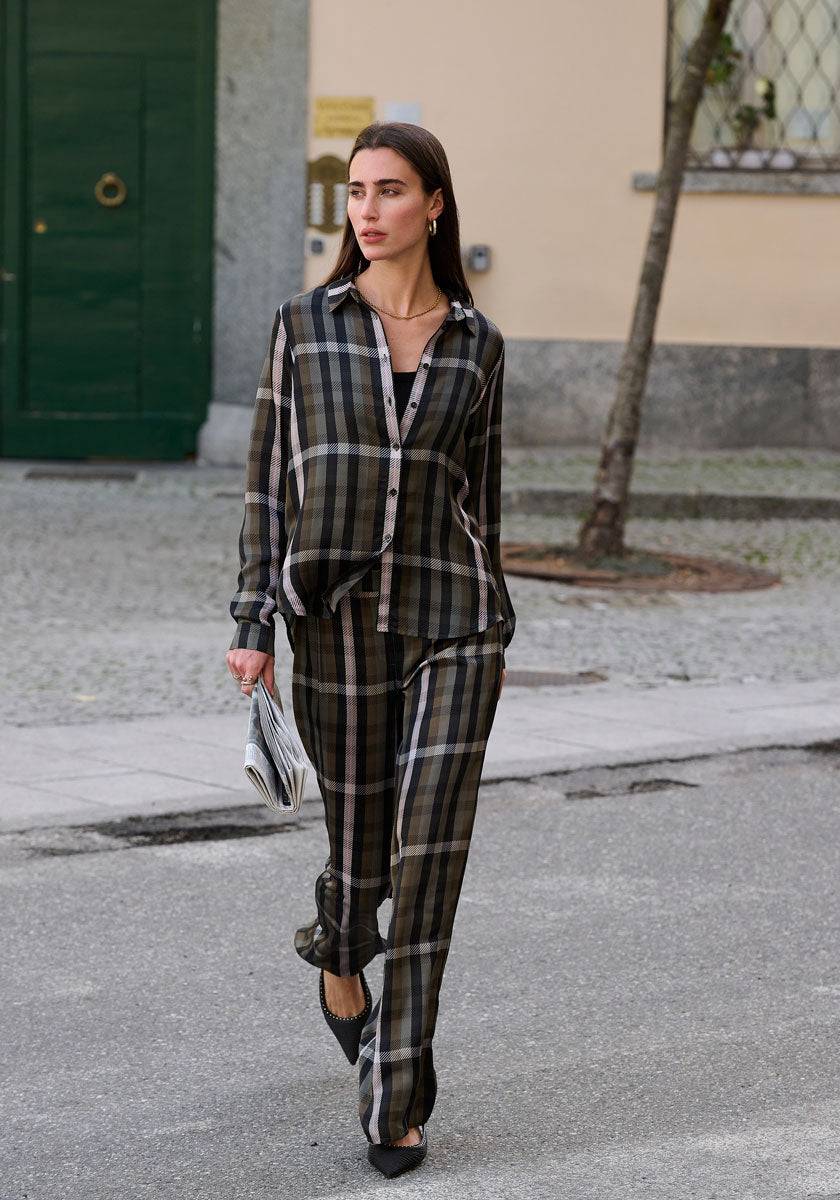 Chemisier chemise à imprimé à carreaux