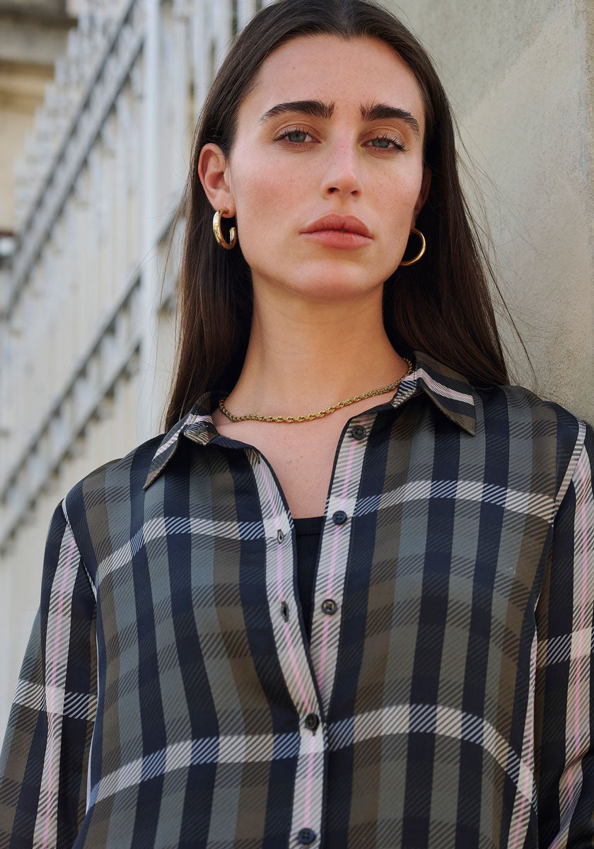 Chemisier chemise à imprimé à carreaux