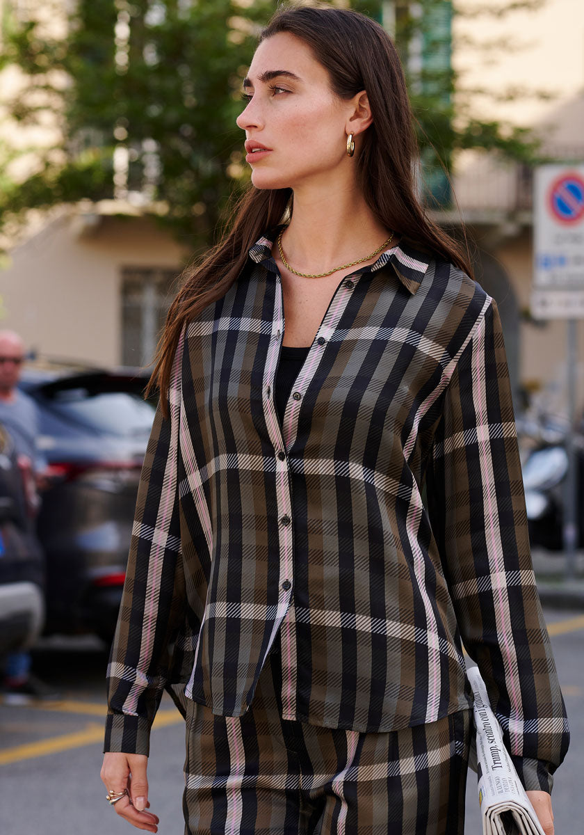 Chemisier chemise à imprimé à carreaux
