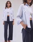 Robe chemise bleue trapèze