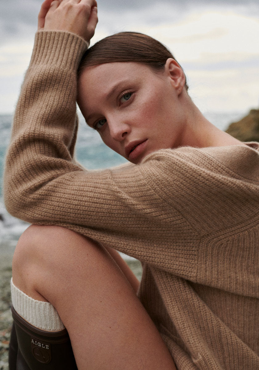 Cardigan boyfriend Solène en pur cachemire