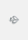 A shiny, silver stud earring from Princess Goes Hollywood features an abstract open heart outline with butterfly backing, set on a light gray background—its modern curves make it the perfect Geschenk mit Herz.