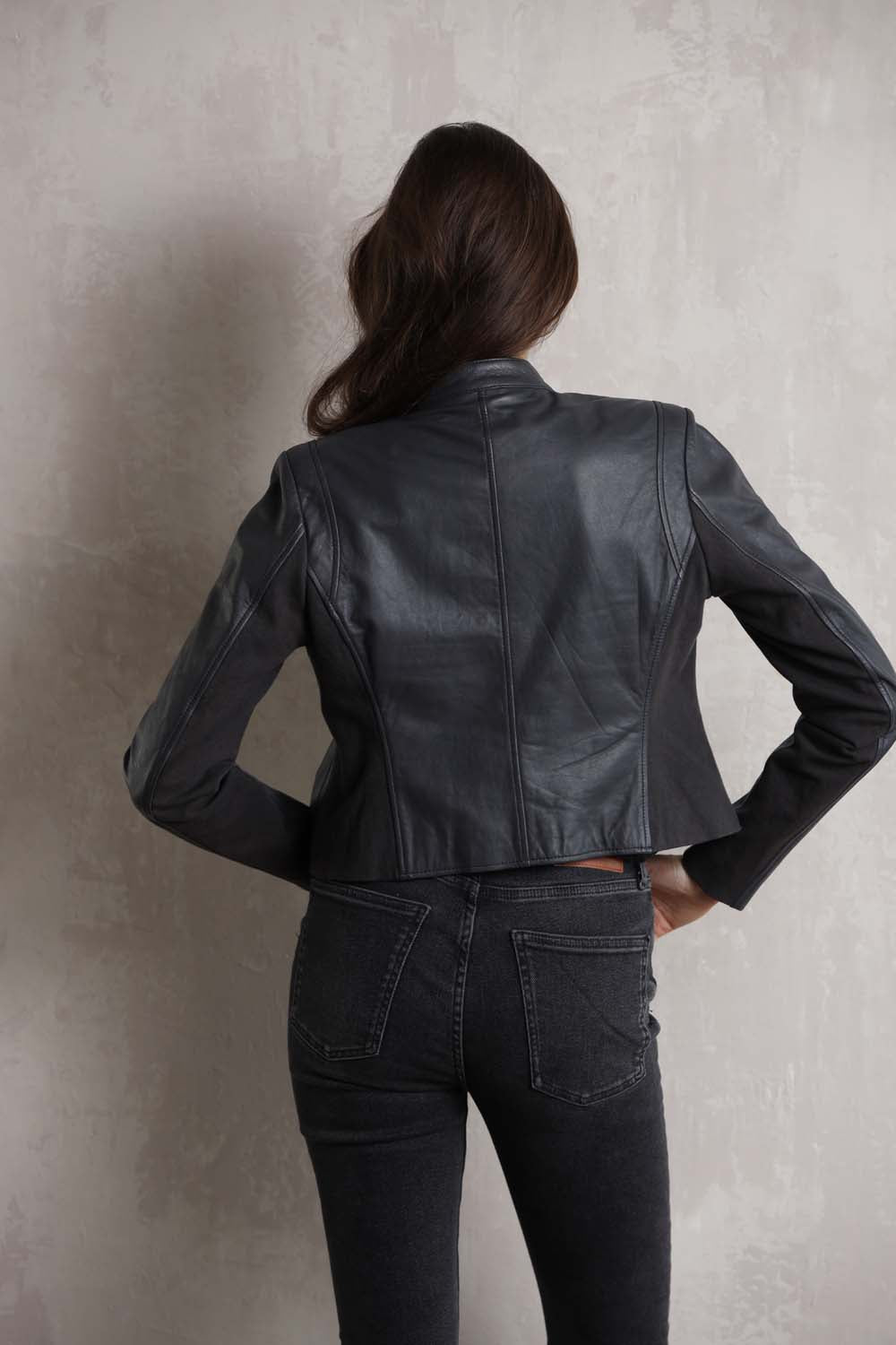 Biker leather jacket slim