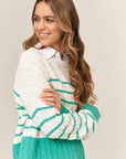 Striped cable knit sweater