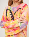 Colorful sweater with a heart motif