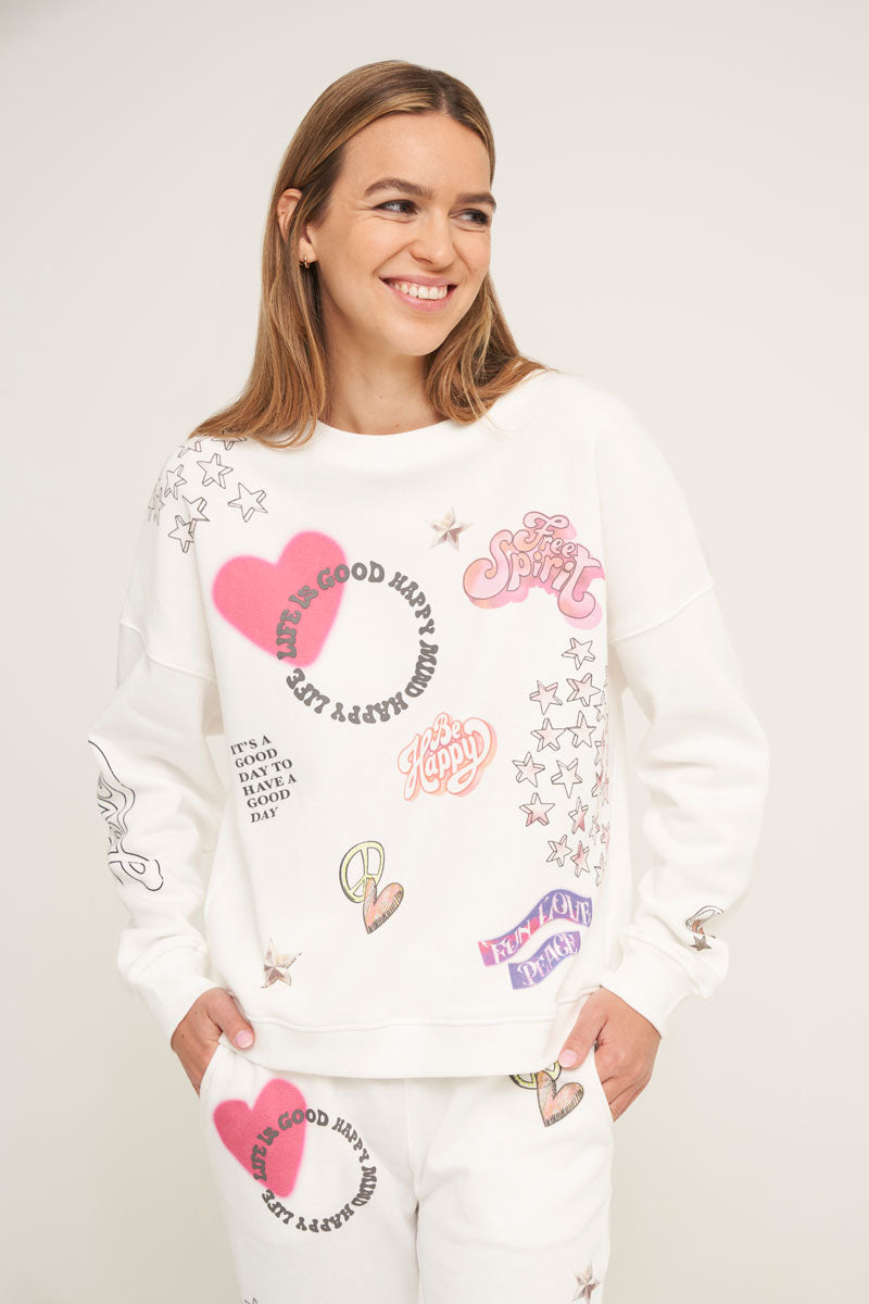 Sweat pullover with motif
