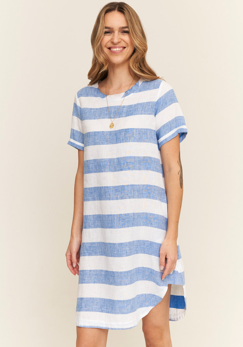 Striped dress made of 100% linen