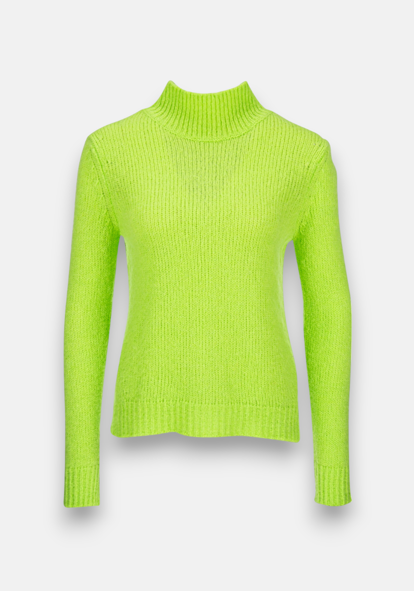 Knitted sweater with stand-up collar