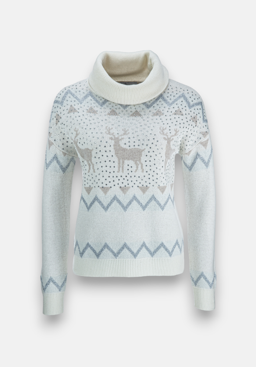 Merino sweater with a deer motif