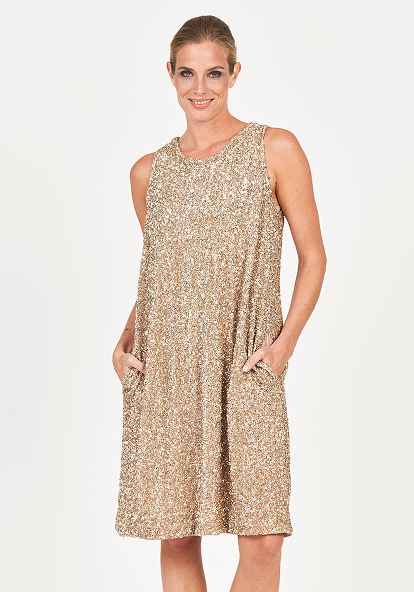 Sleeveless dress with sequins