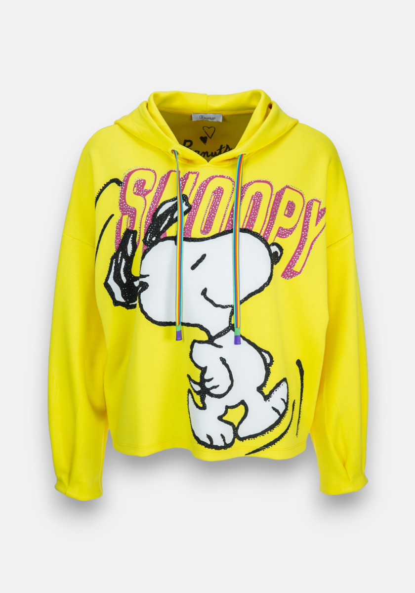 Sweat à capuche jaune Snoopy