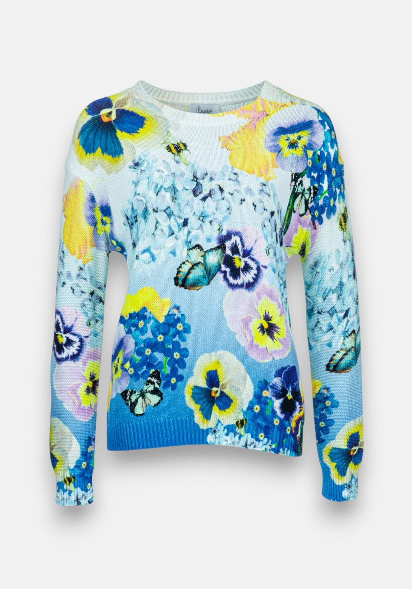 Cotton sweater with floral pattern
