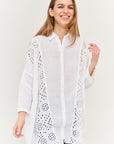 Tunic with lace pattern made of 100% linen