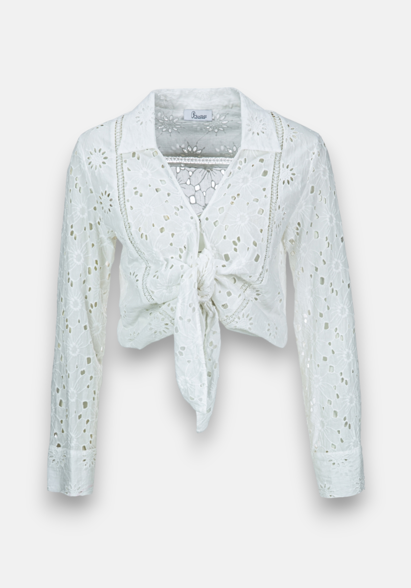 Lace blouse with knot detail
