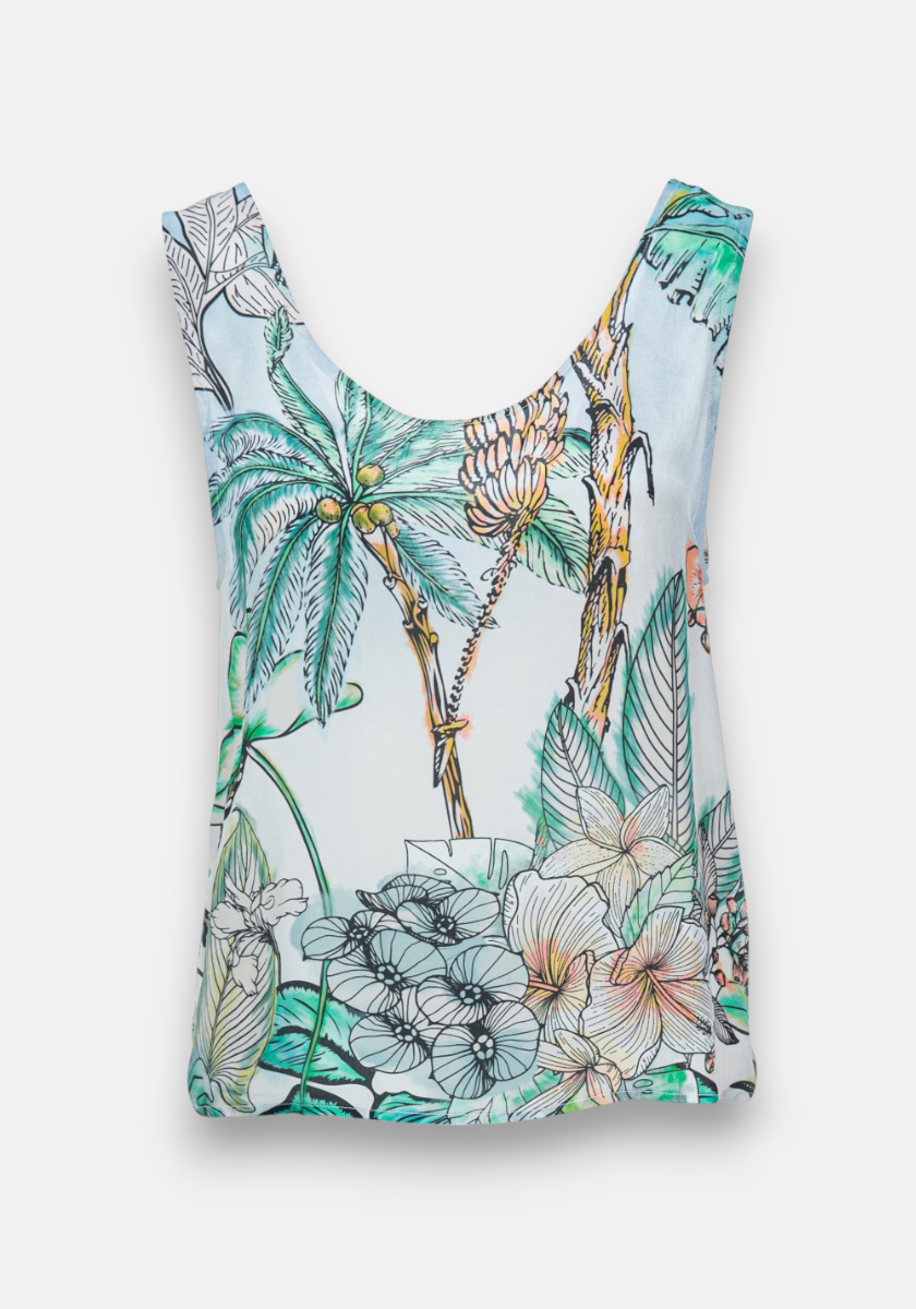 Sleeveless blouse palm tree