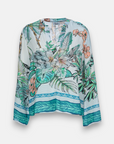 Palm tree blouse with V-neck