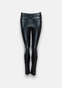 Leggings made of faux leather with lettering